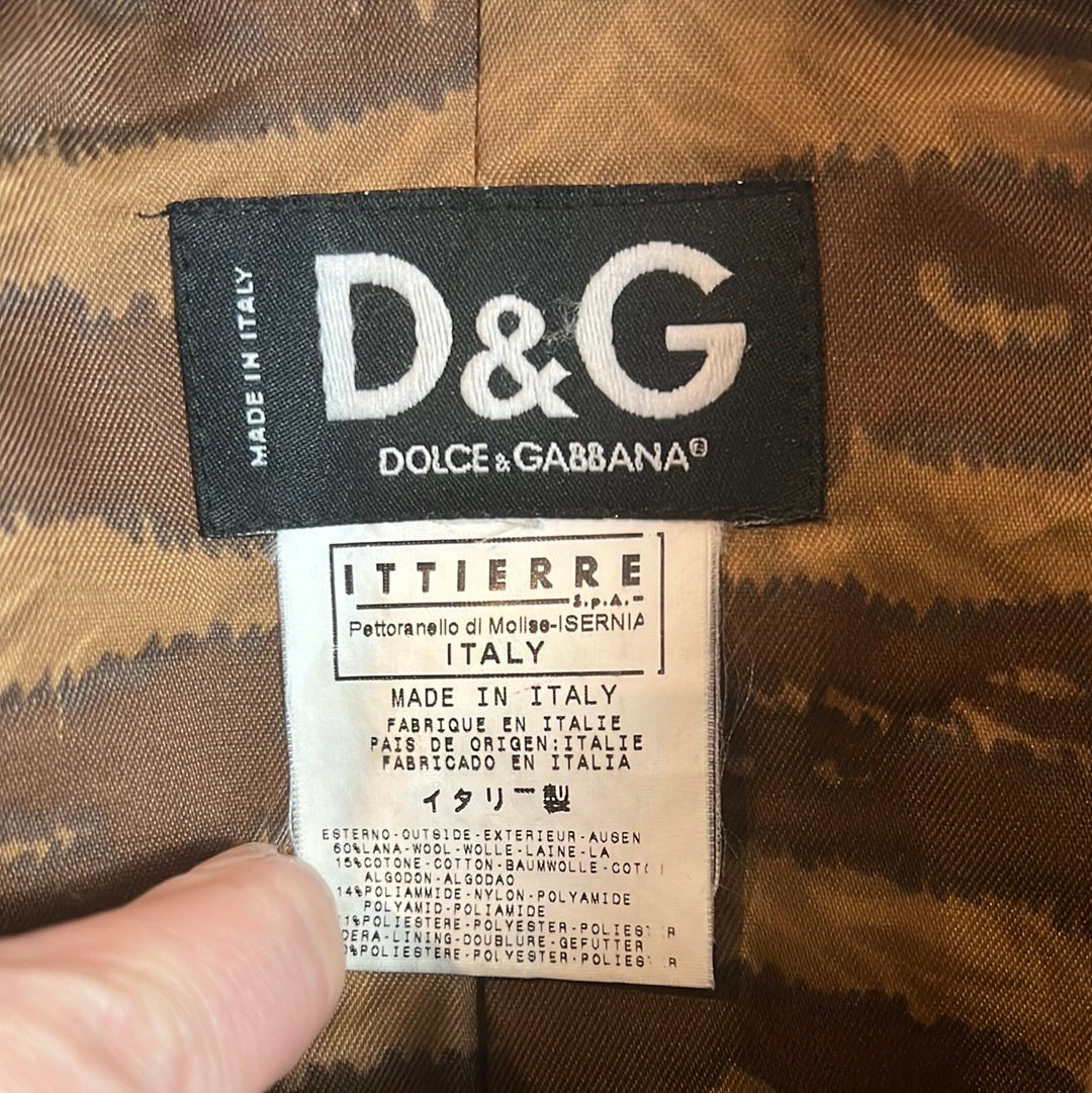 Dolce & Gabbana 3/4 Length Wool Blend Jacket